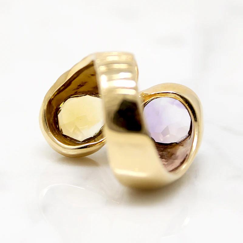 Dynamic Amethyst & Citrine Statement Ring