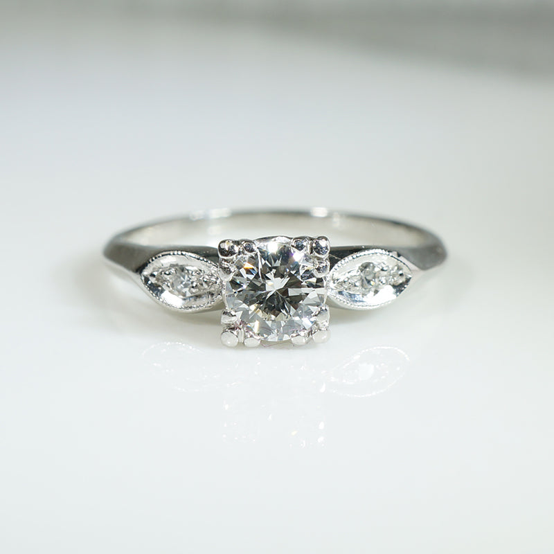 Perfect Platinum Diamond Vintage Engagement Ring