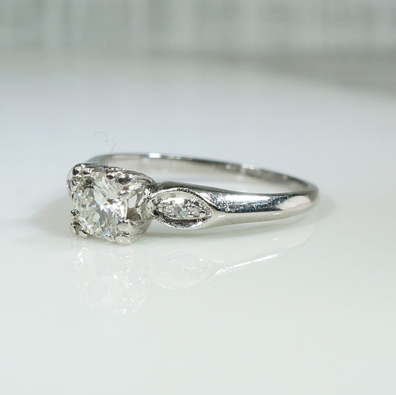 Perfect Platinum Diamond Vintage Engagement Ring