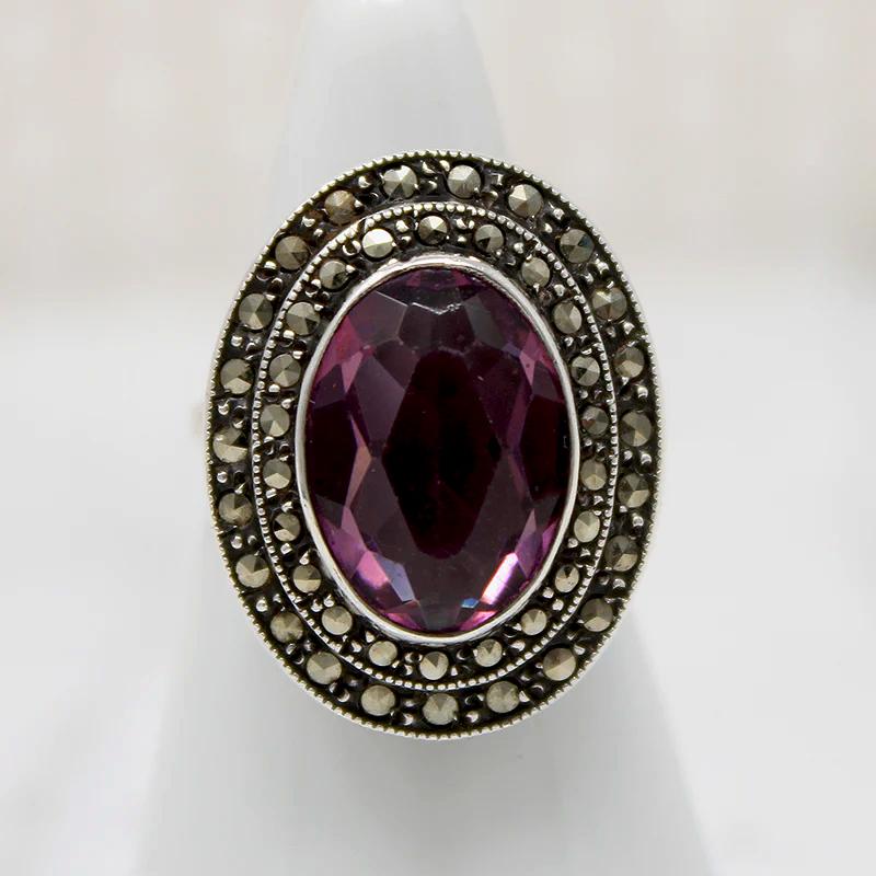 Classic Art Deco Amethyst & Marcasite Ring