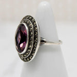 Classic Art Deco Amethyst & Marcasite Ring
