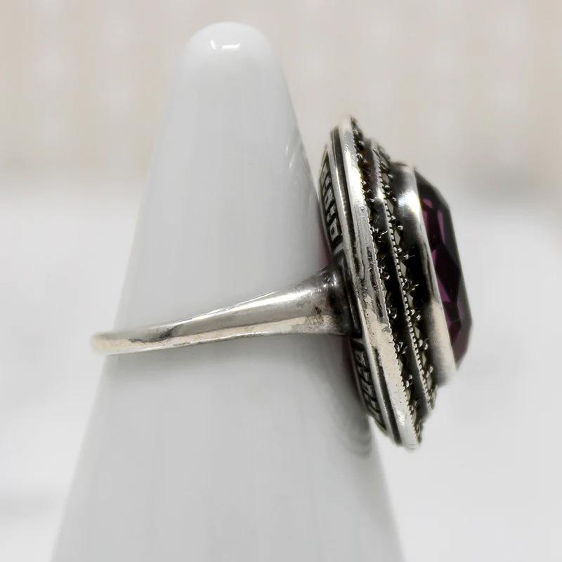 Classic Art Deco Amethyst & Marcasite Ring