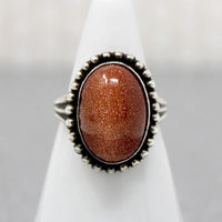 Cosmic Coppery Goldstone in Sterling Ring