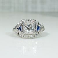 Edwardian Platinum Diamond and Sapphire Beauty