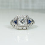 Edwardian Platinum Diamond and Sapphire Beauty