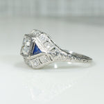 Edwardian Platinum Diamond and Sapphire Beauty