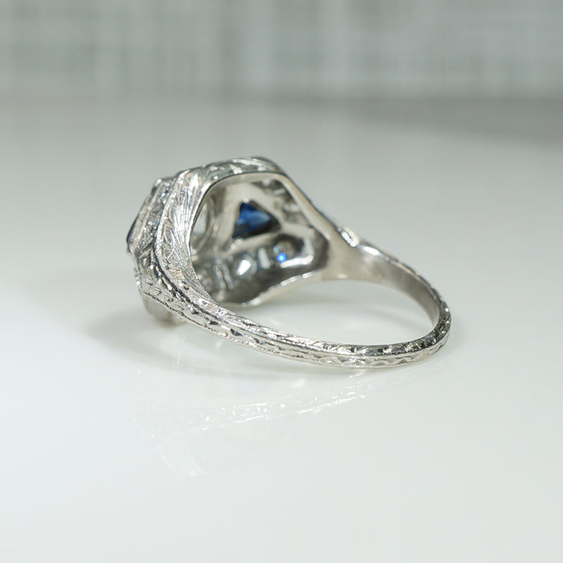 Edwardian Platinum Diamond and Sapphire Beauty