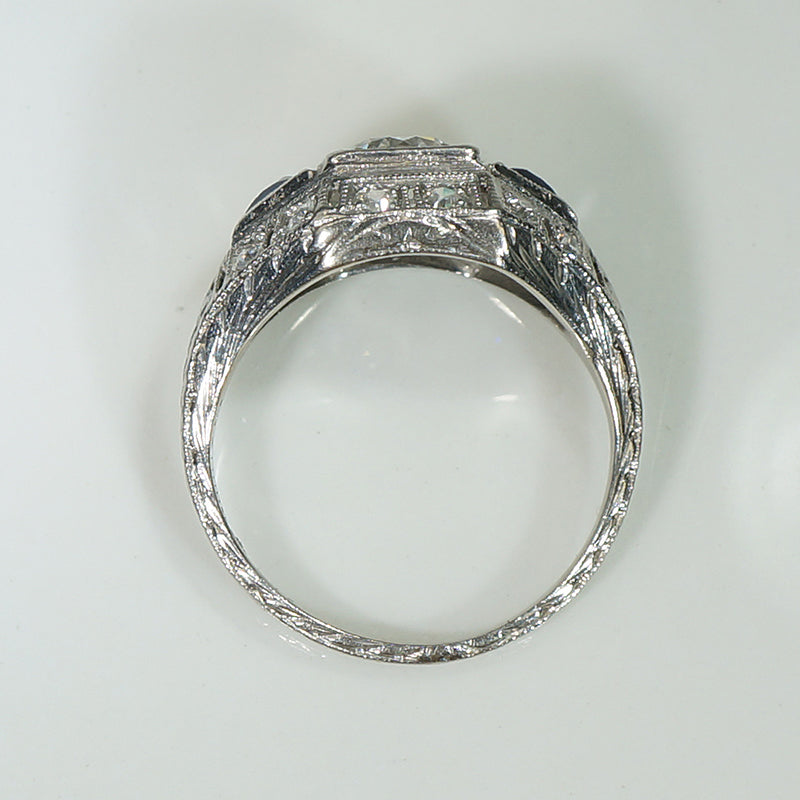 Edwardian Platinum Diamond and Sapphire Beauty