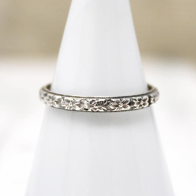 Uncas Orange Blossom Silver Wedding BandUncas Orange Blossom Silver Wedding Band