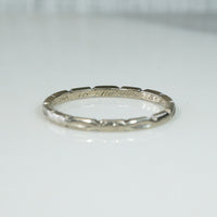 White Gold Band of Dimpled Bars & Faded Flowers