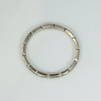 White Gold Band of Dimpled Bars & Faded Flowers