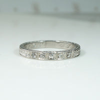 Exceptional Edwardian Engraved Platinum & Diamond Band