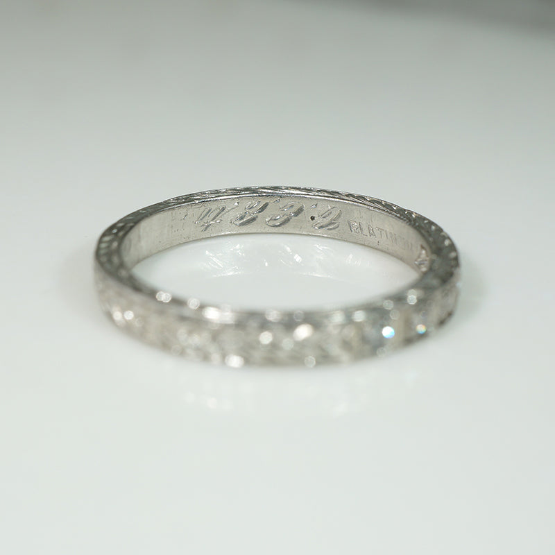 Exceptional Edwardian Engraved Platinum & Diamond Band