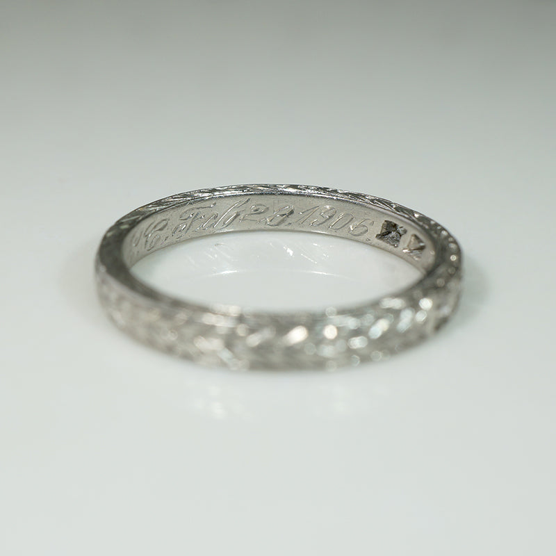 Exceptional Edwardian Engraved Platinum & Diamond Band