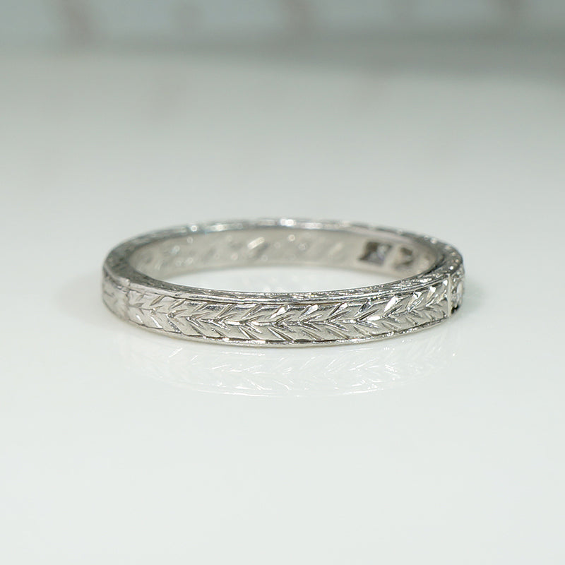 Exceptional Edwardian Engraved Platinum & Diamond Band