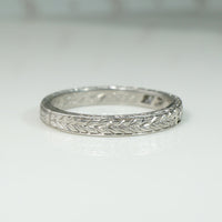 Exceptional Edwardian Engraved Platinum & Diamond Band