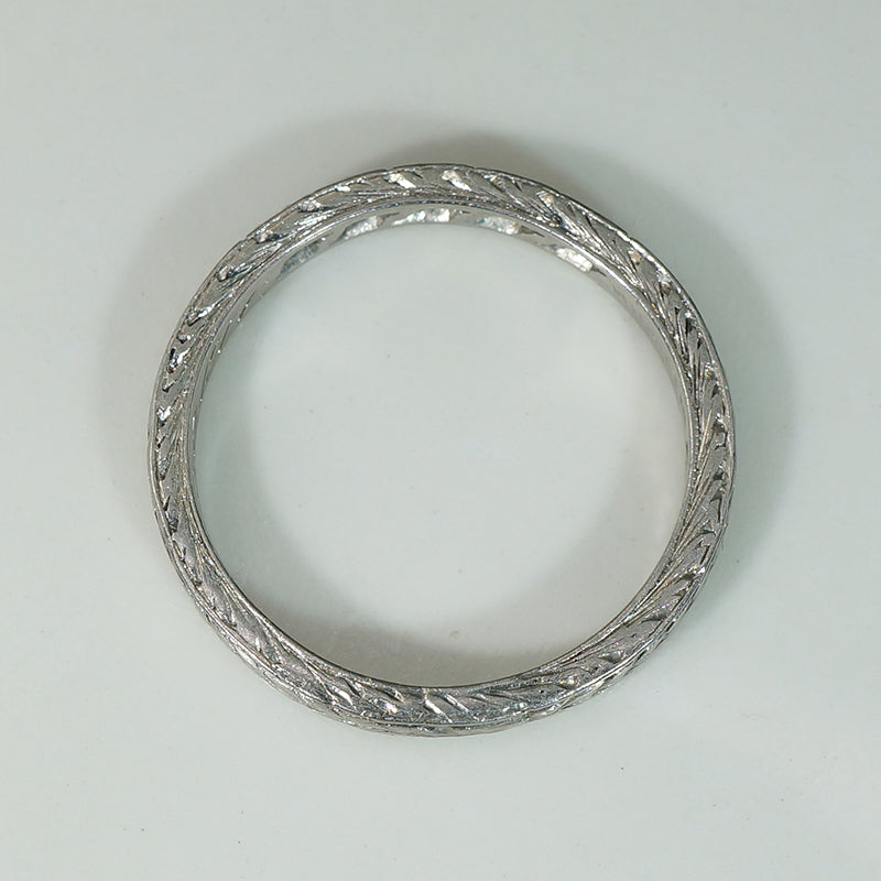 Exceptional Edwardian Engraved Platinum & Diamond Band