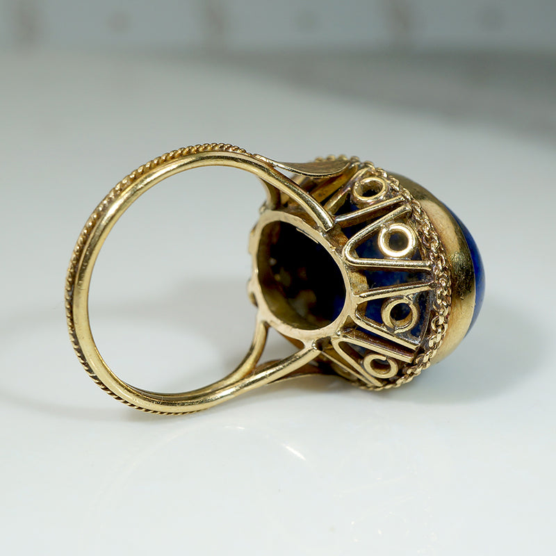 Stunning Lapis Cocktail Ring in Luxe 18k Gold