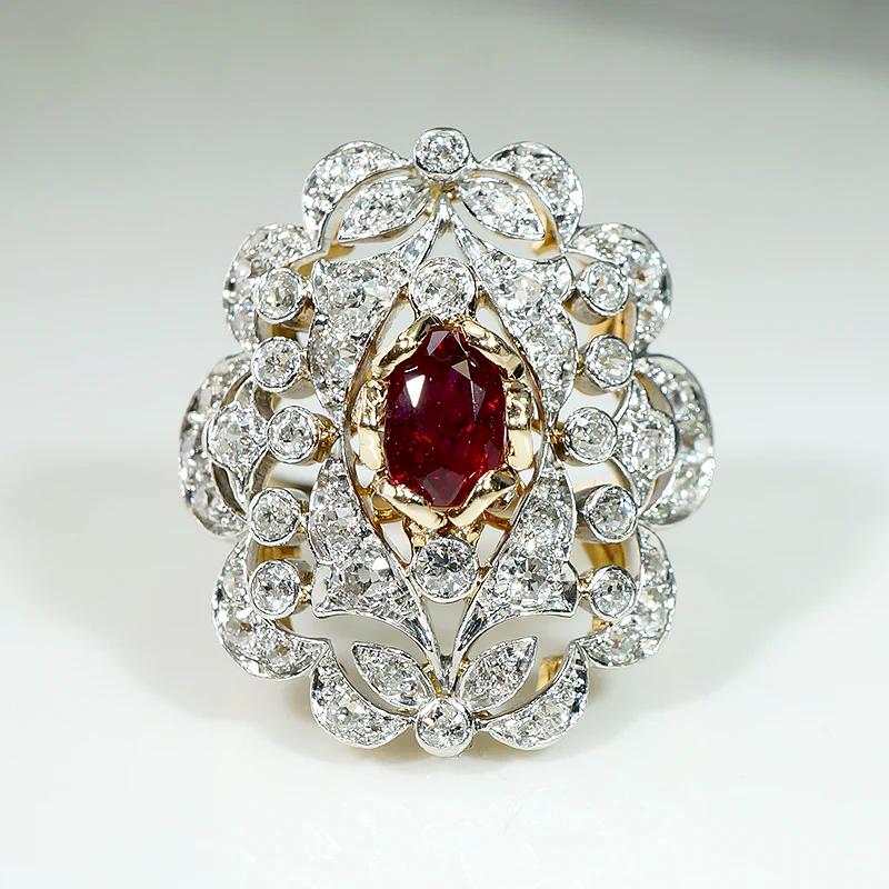 Breathtaking Belle Époque Ruby & Diamond Statement Ring