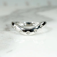 Diamond Set White Gold Contoured Nesting Band