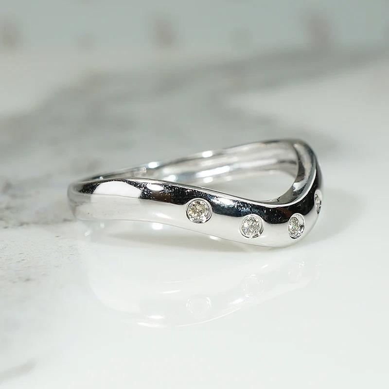 Diamond Set White Gold Contoured Nesting Band
