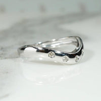 Diamond Set White Gold Contoured Nesting Band