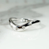 Diamond Set White Gold Contoured Nesting Band