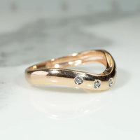 Rose Gold Contoured Nesting Band with Diamonds