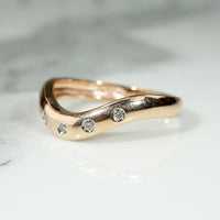 Rose Gold Contoured Nesting Band with Diamonds