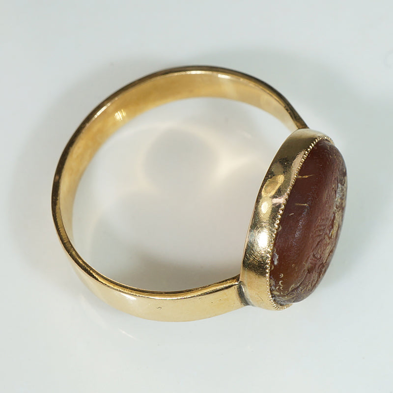 Ancient Chariot Intaglio in Vintage 18k Ring
