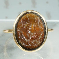 Roman Lion & Dolphin Intaglio in Antique Gold Ring