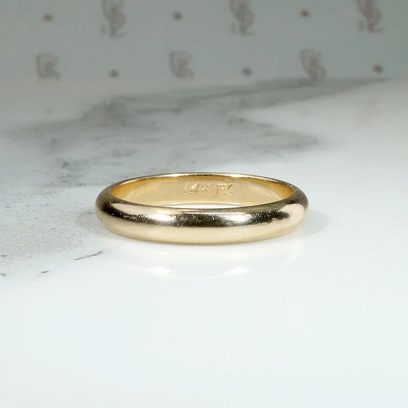 Classic Mid Century Half Round Gold Wedding Band