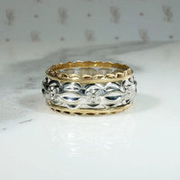Flowers & Facets Elaborate Two-Tone Open Work Band