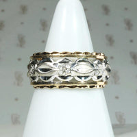 Flowers & Facets Elaborate Two-Tone Open Work Band