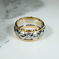 Flowers & Facets Elaborate Two-Tone Open Work Band