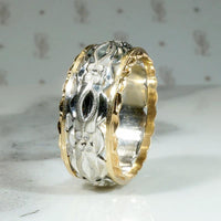 Flowers & Facets Elaborate Two-Tone Open Work Band