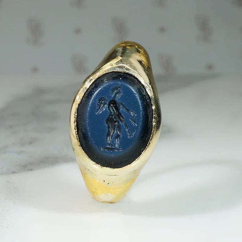 Roman 22k Signet Ring with Chronos Intaglio