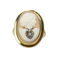 Vintage Shell Cameo Ring in 14k Yellow Gold