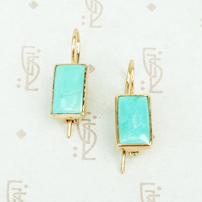 gold and turquoise dangle earrings