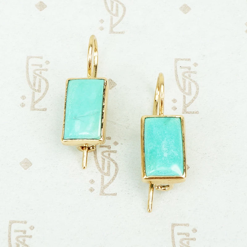 gold and turquoise dangle earrings