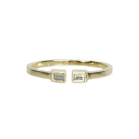 Recycled Gold Vintage Baguette Diamond Open Band - Gem Set Love