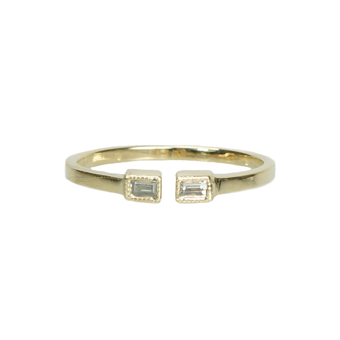 Recycled Gold Vintage Baguette Diamond Open Band - Gem Set Love