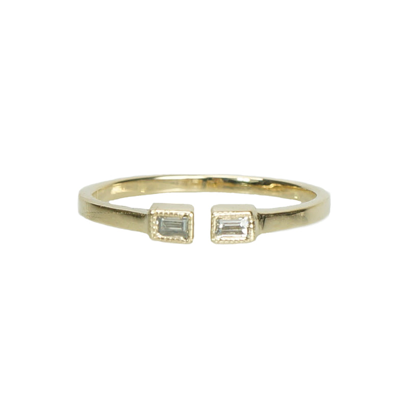 Recycled Gold Vintage Baguette Diamond Open Band - Gem Set Love