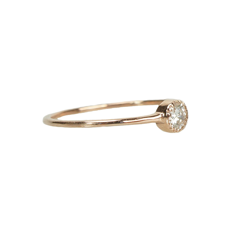 Recycled Rose Gold and Vintage Diamond Solitaire - Gem Set Love