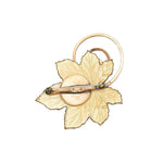 Signed Vintage Enamel Copper Leaf Brooch