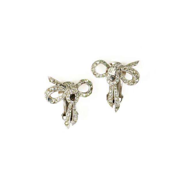 Signed Sterling Reja Bow Earrings circa 1940's