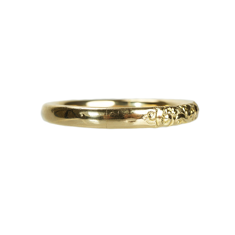 Victorian gold filled bangle with deep scrolling designs