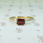 Red Spinel and Baguette Diamond Engagement Ring