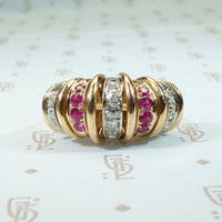 retro 1940's rose gold and platinum ruby and diamond ring
