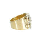 wide gold Band with rosecut diamonds